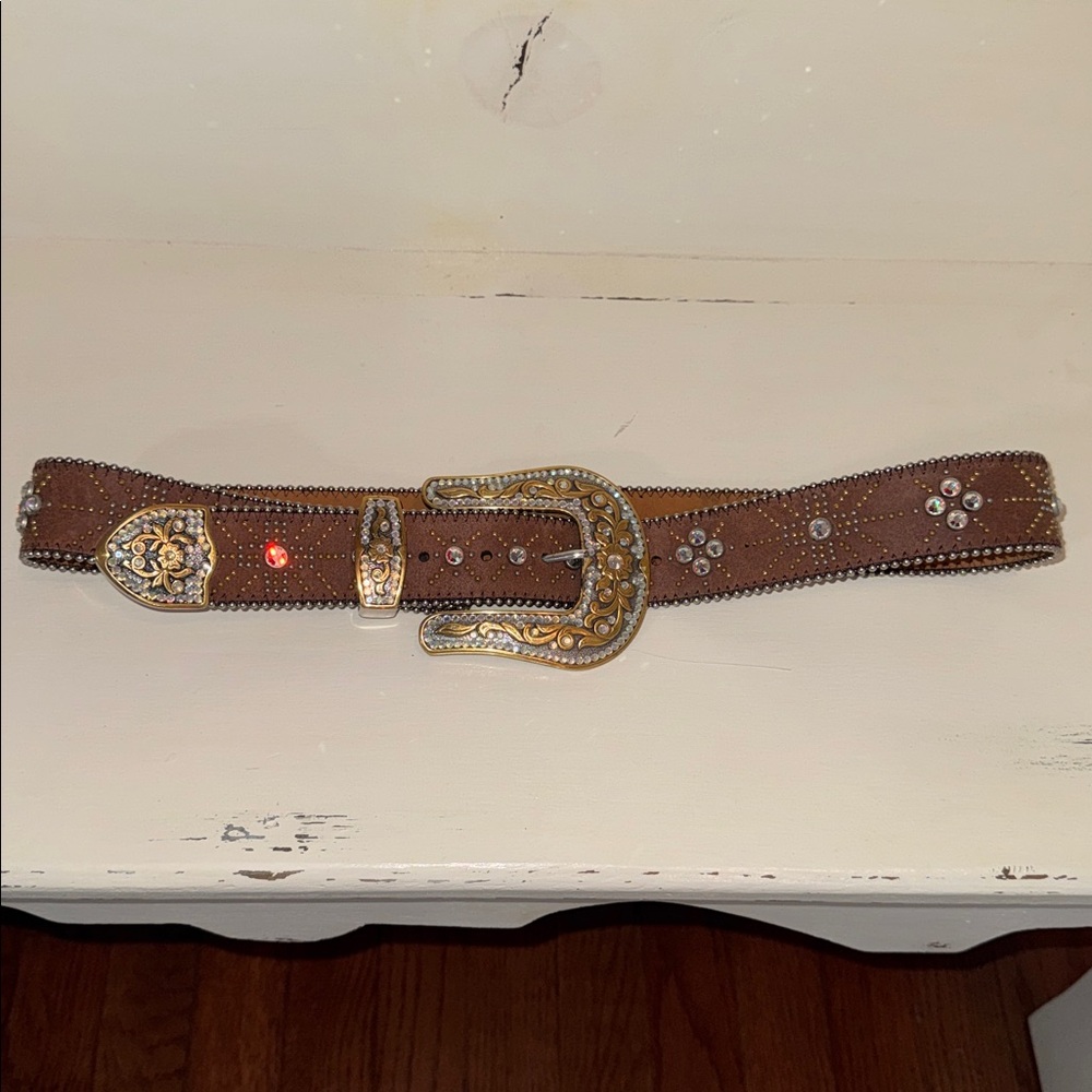 Tony Lama Western Brown Leather Belt